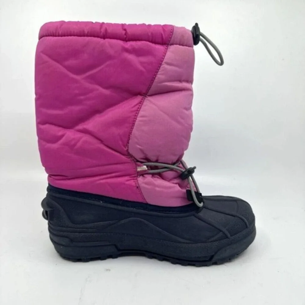 Columbia Moonridge II Snow Boots Kids Size 4 Pink Black Waterproof YY1193 Good‎